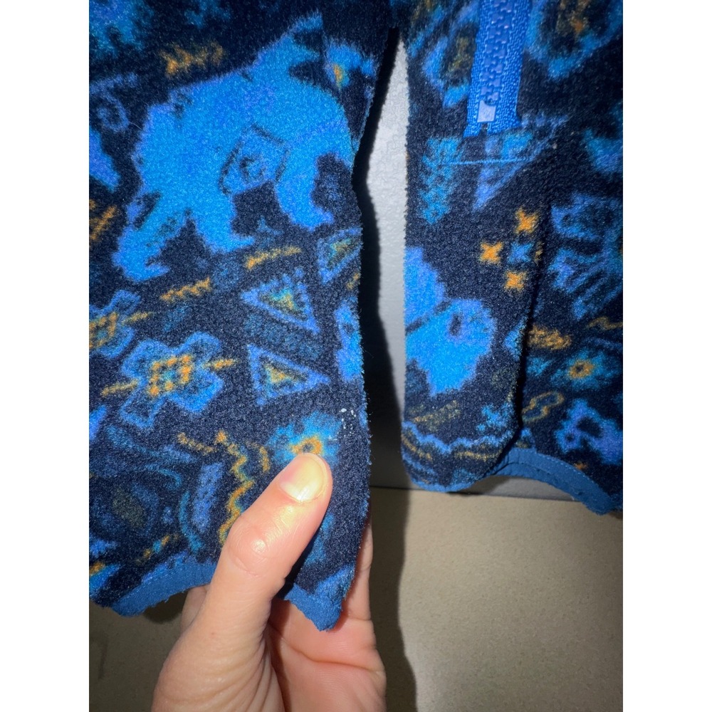 Columbia Infant Fleece Bunting Blue Bear Wolf Aztec Print Hooded Romper 6-12M - Picture 2 of 7